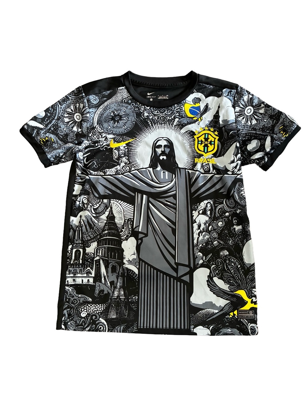 Neymar Jr #10 Brazil Jesus Christ the Redeemer Concept Soccer Jersey Men’s S